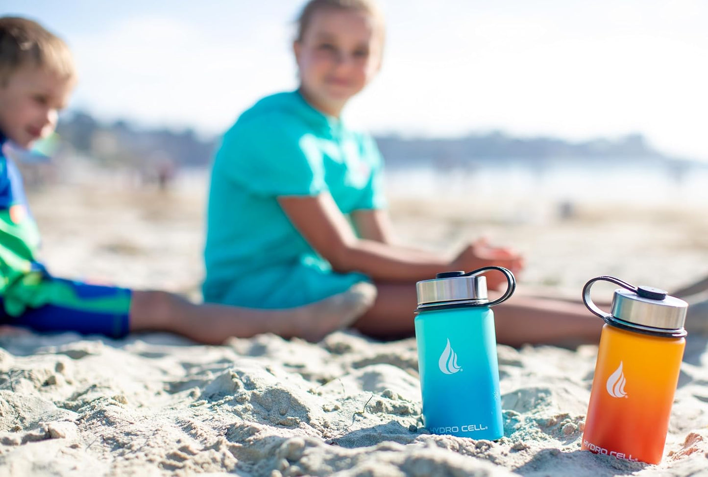 HYDRO CELL Stainless Steel Insulated Water Bottle with Straw - For Cold & Hot Drinks - Metal Vacuum Flask with Screw Cap and Modern Leakproof Sport Thermos for Adults (Teal/Blue 14oz)