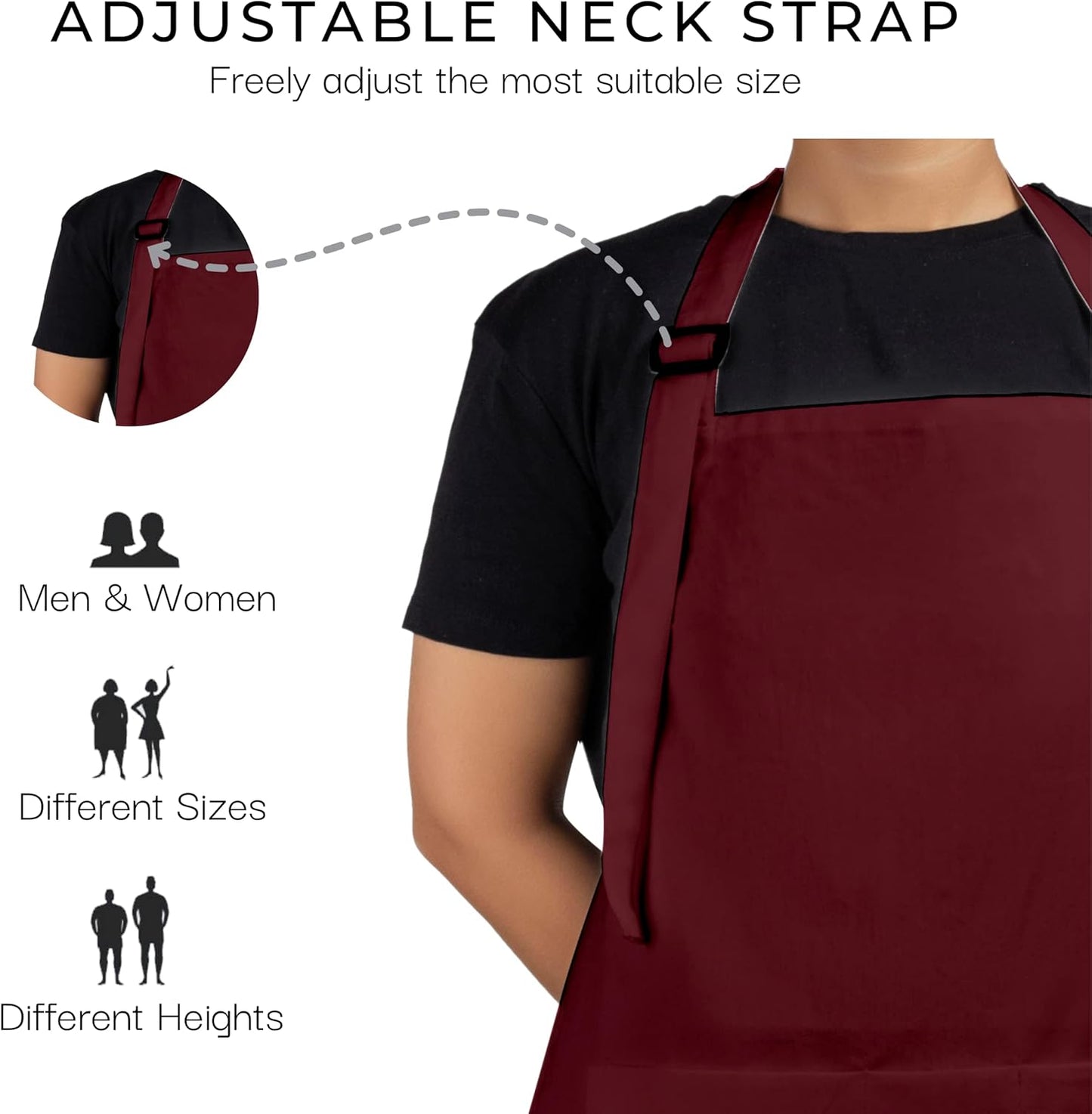 RAJRANG 100% Cotton Cooking Apron with 3 Pockets Kitchen Chef BBQ Adjustable Bib Aprons for Women Men