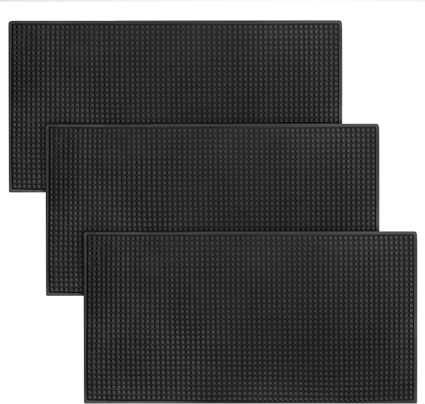 3 Pack Rubber Bar Mats, 24" x 12" Black Large Bar Service Mat, Spill Mat for Countertop, Bartending, Rubber Bar Mats, Efficient and Stylish Solution for Every Bartending Need,by KUKLIPJIM