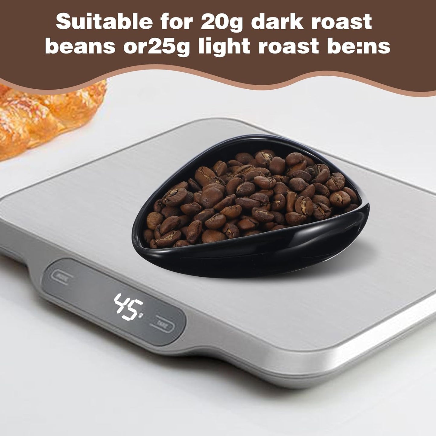 Black Coffee Bean Dosing Cup, Multi-Use Coffee Bean Weighing Container Precision Measuring Spoon for Espresso, Coffees Beans, Tea & Nuts (Black)