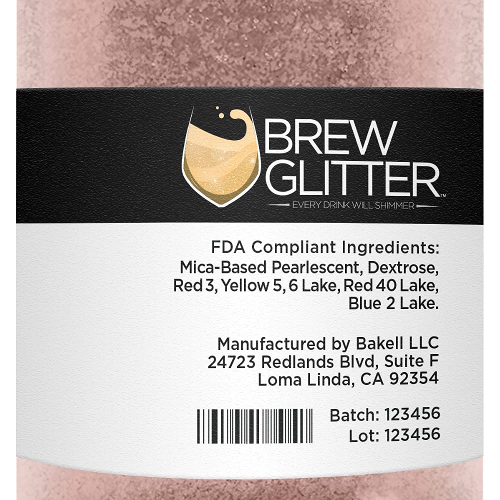 Rose Gold Brew Glitter Edible Glitter for Drinks, Cocktails, Beer, Garnish Glitter & Beverages | Kosher & Halal Certified | 100% Edible & Food Grade | Vegan, Gluten, Nut Free (50g, Rose Gold)