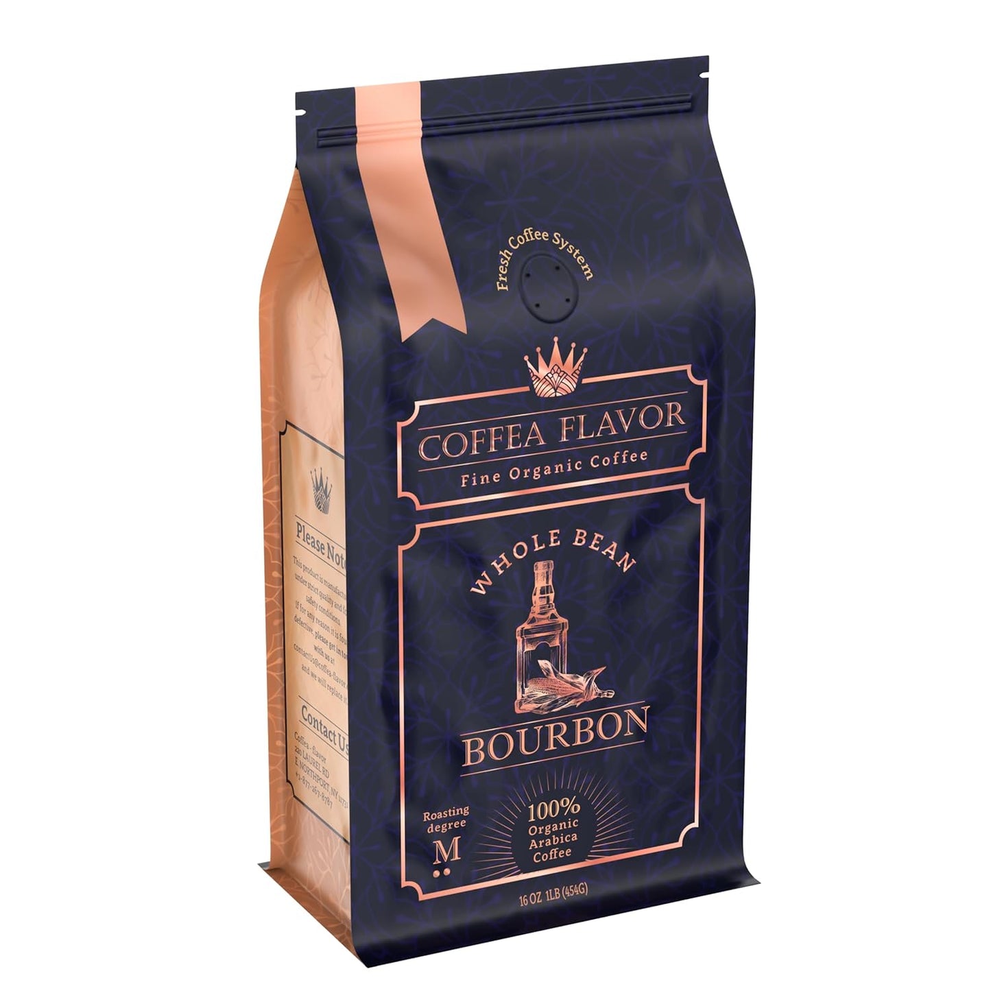 Bourbon Flavored Whole Bean Coffee – 100% Arabica, Single Origin, Medium Roast, Rich and Smoky Flavor, Naturally Sweetened – Perfect for Cold Brew – by Coffea Flavor