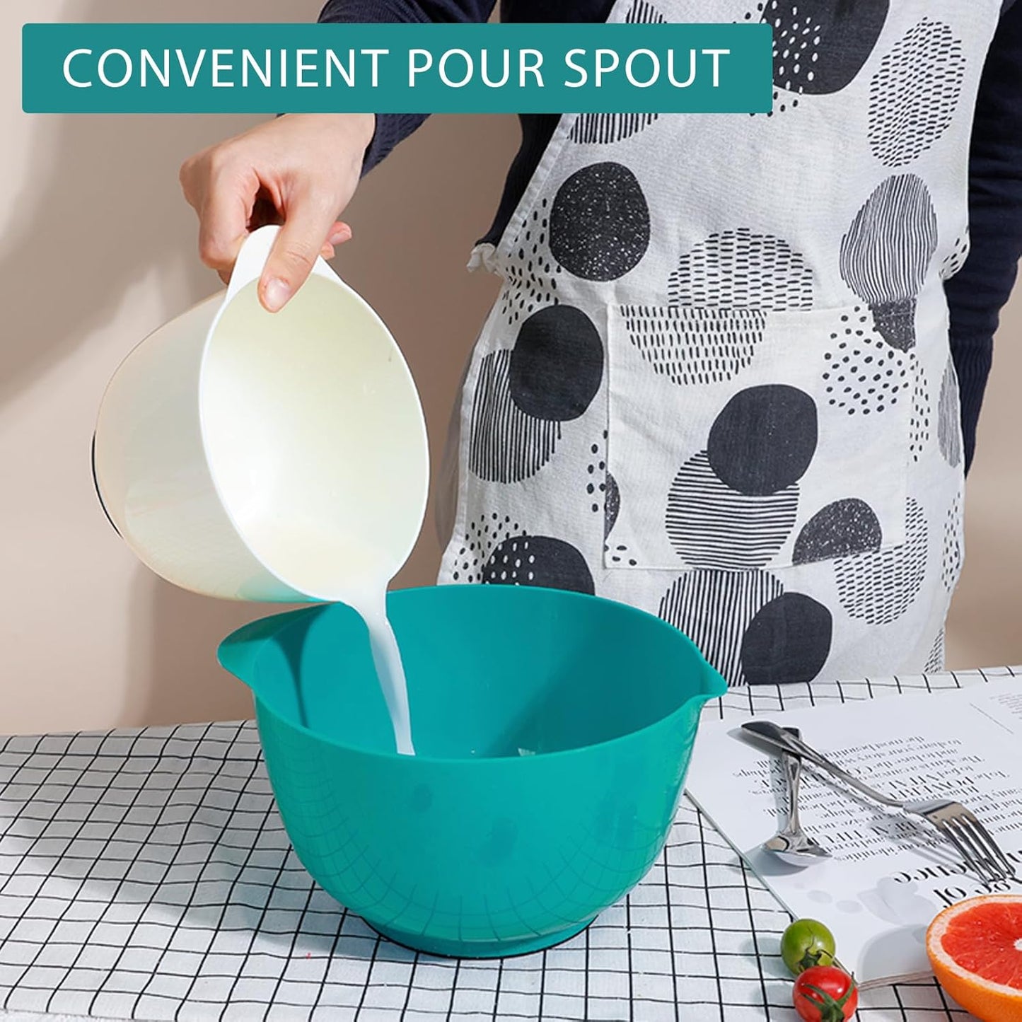 BoxedHome Classic Mixing Bowl Set, BPA Free Plastic, Microwave and Dishwasher Safe, 4.5 quarts (Army Green)