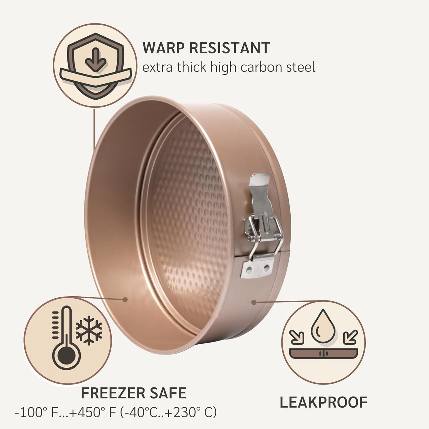 Non-Toxic Nonstick 10-Inch Round Springform Cake Pan 3-inches deep | Cheesecake Leak Proof Baking Pan