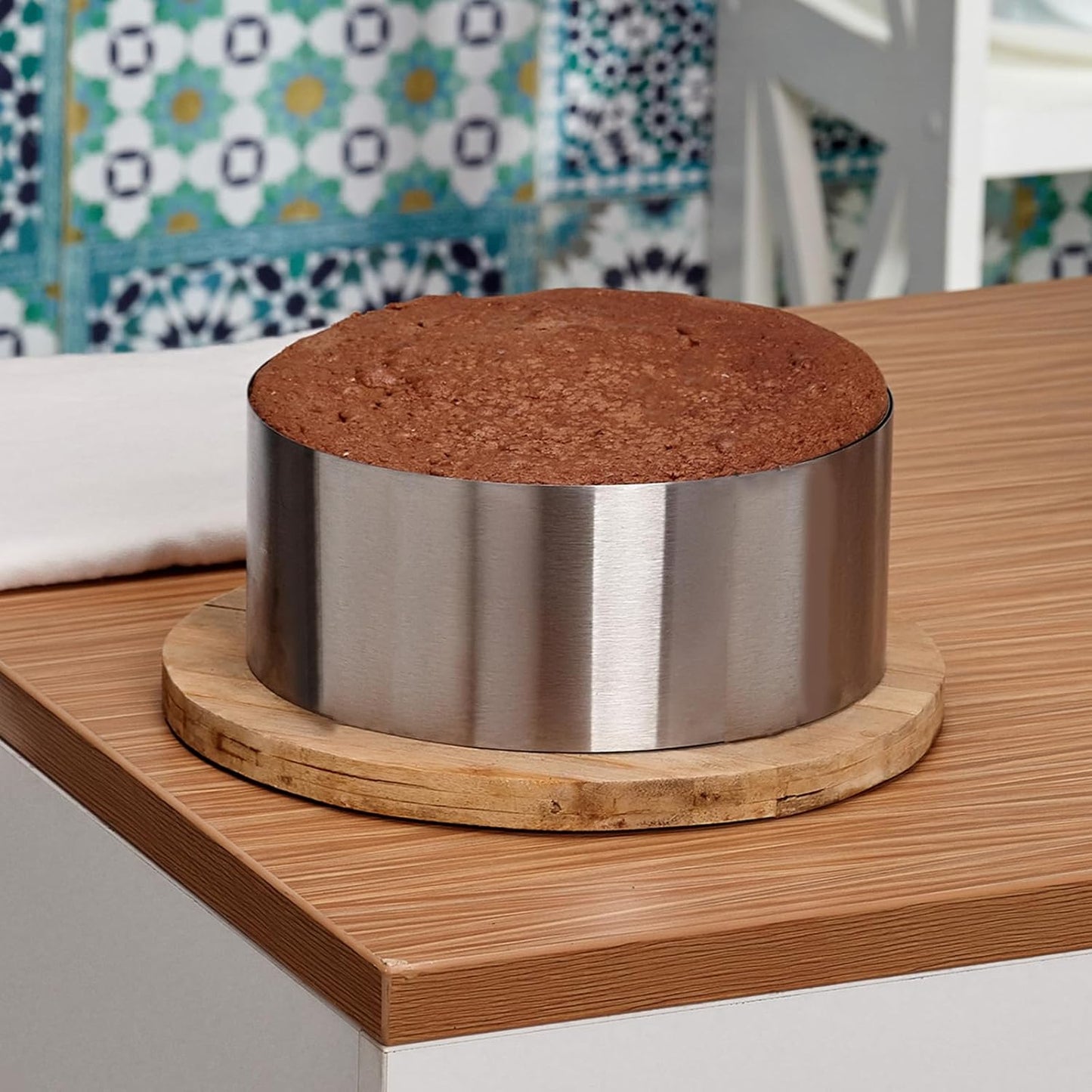 HARFINGTON Round Cake Ring 11 x 2 Inch Seamless Stainless Steel Pastry Mousse Dessert Ring Mirror Coating for Baking Cooking Making Tool