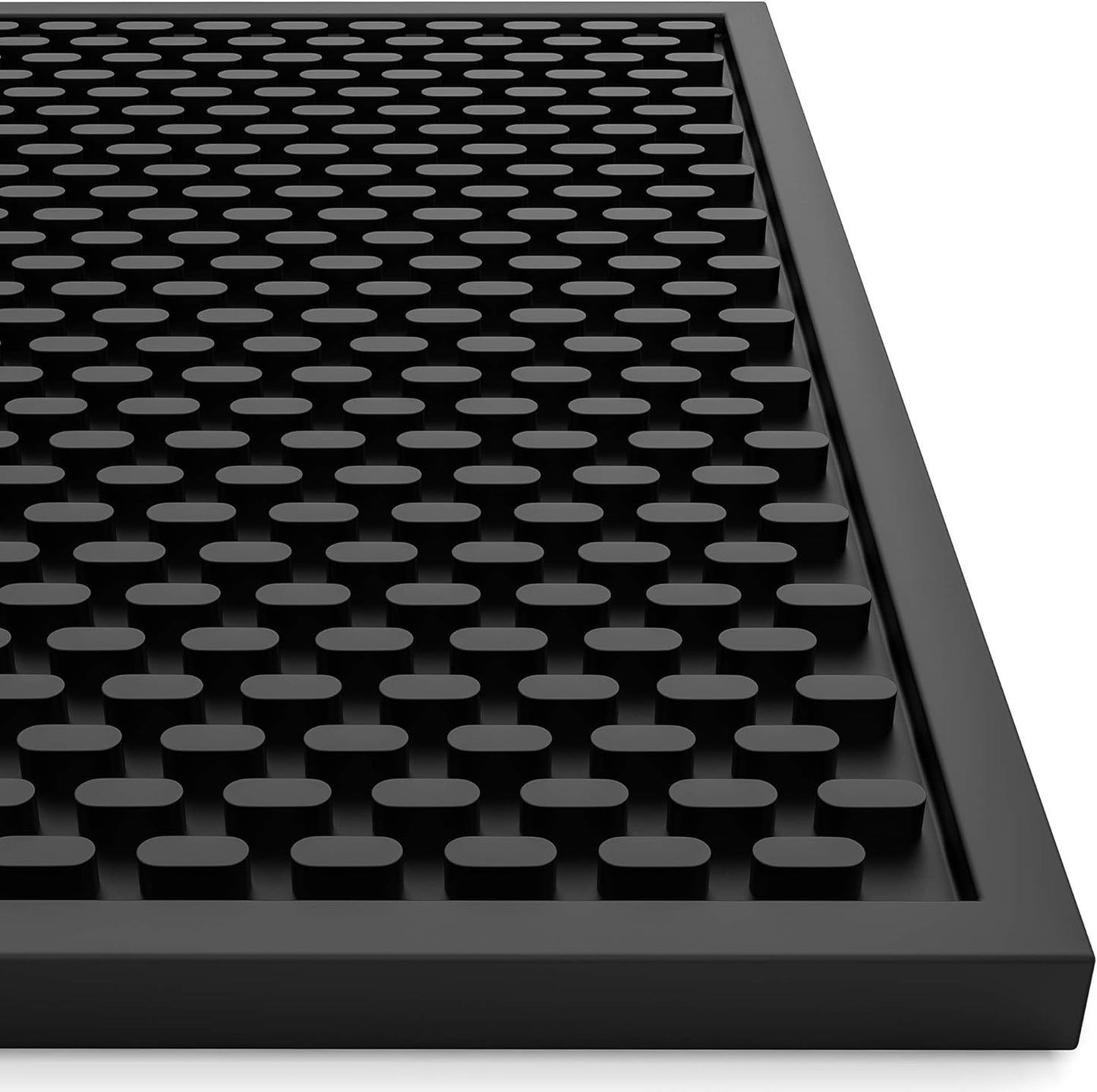 Silicone Drip Mat - 1/2 Inch Thick, Heat-Resistant and Food Safe - Counter Top, Coffee Bar or Restaurant - Drying Mat for Glasses - 18x12 Inches