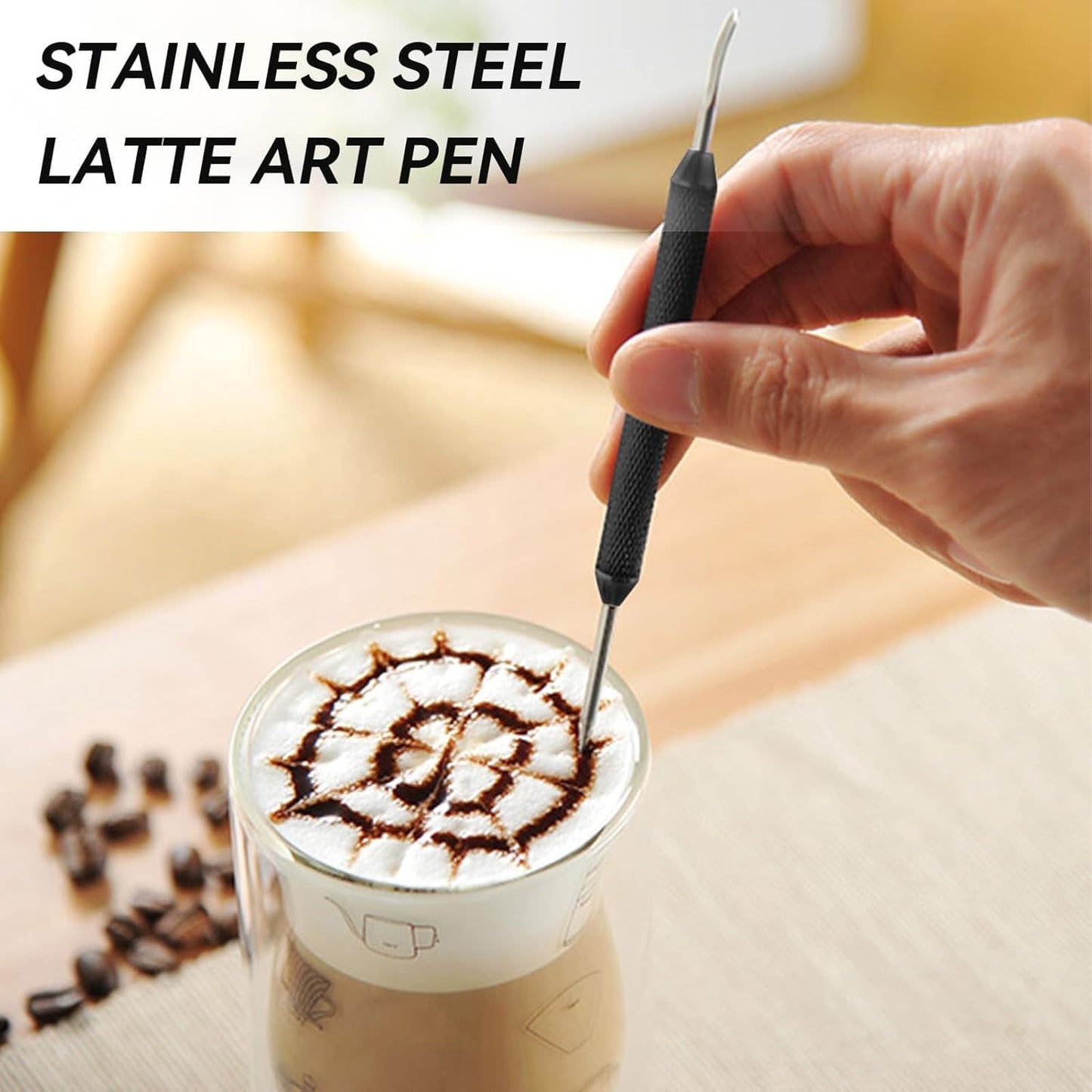 Stainless Steel Latte Art Pen, 2Pcs Latte Art Tools 2 Ends Coffee Art Pen Professional Barista Tool for Cappuccino Latte Espresso