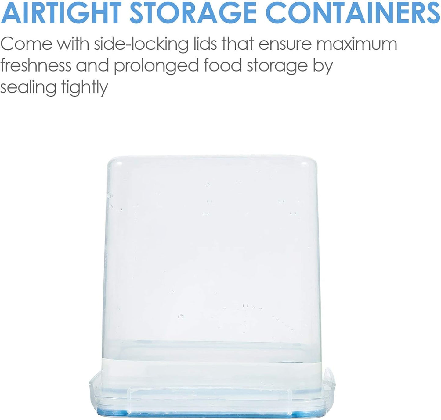 Vtopmart Food Storage Containers 2.5L / 84.5oz, 4 Pieces BPA Free Plastic Airtight Canister for Flour, Sugar, Baking Supplies, with 4 Measuring Cups and 24 Labels, Blue