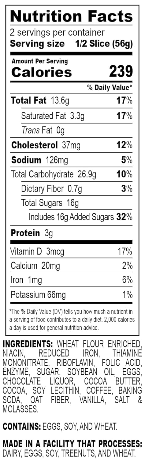 Nadel - Naturally Delicious Cappuccino Chocolate Chip bread, Lunch snack breakfast bars coffee cake, Natural fresh brand mocha chocolate cake 16 pack