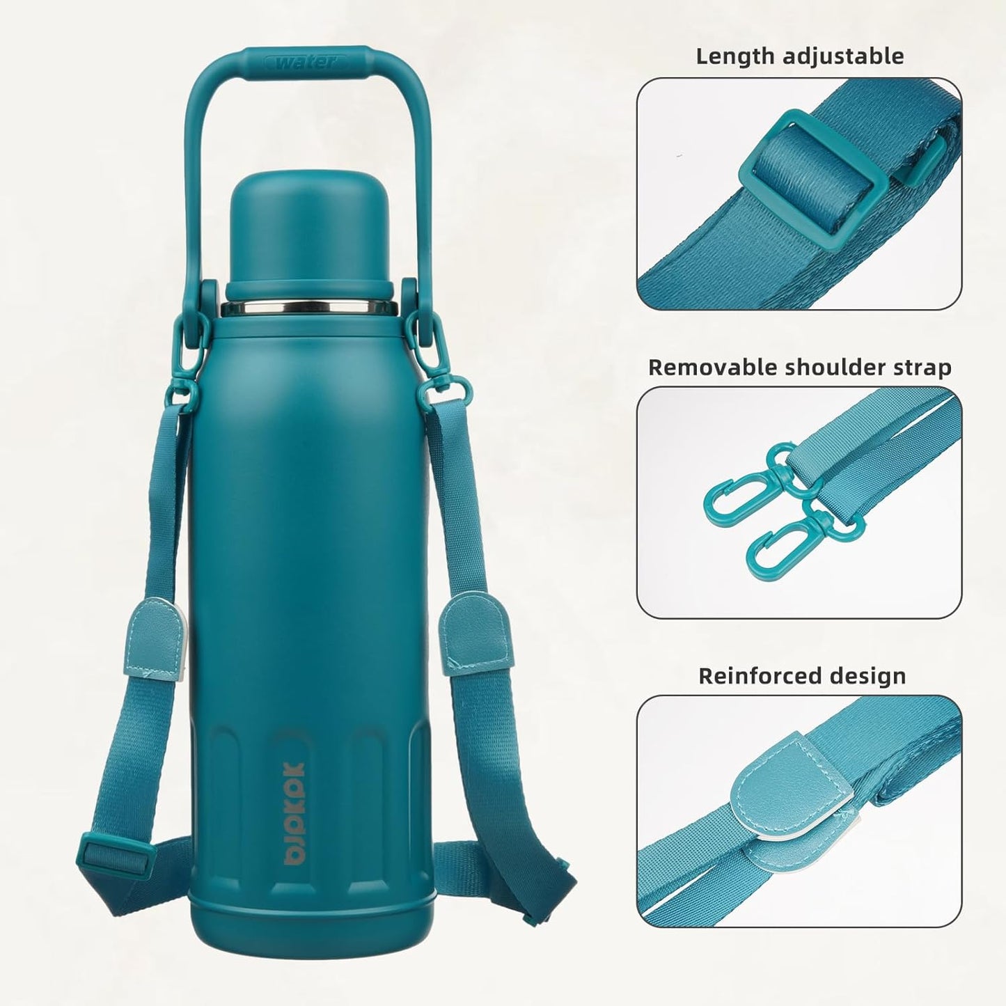 BJPKPK Insulated Water Bottle 50oz Stainless Steel Water Bottles with Handle and Lid Dishwasher Safe Metal Thermos for Traveling,Laguna