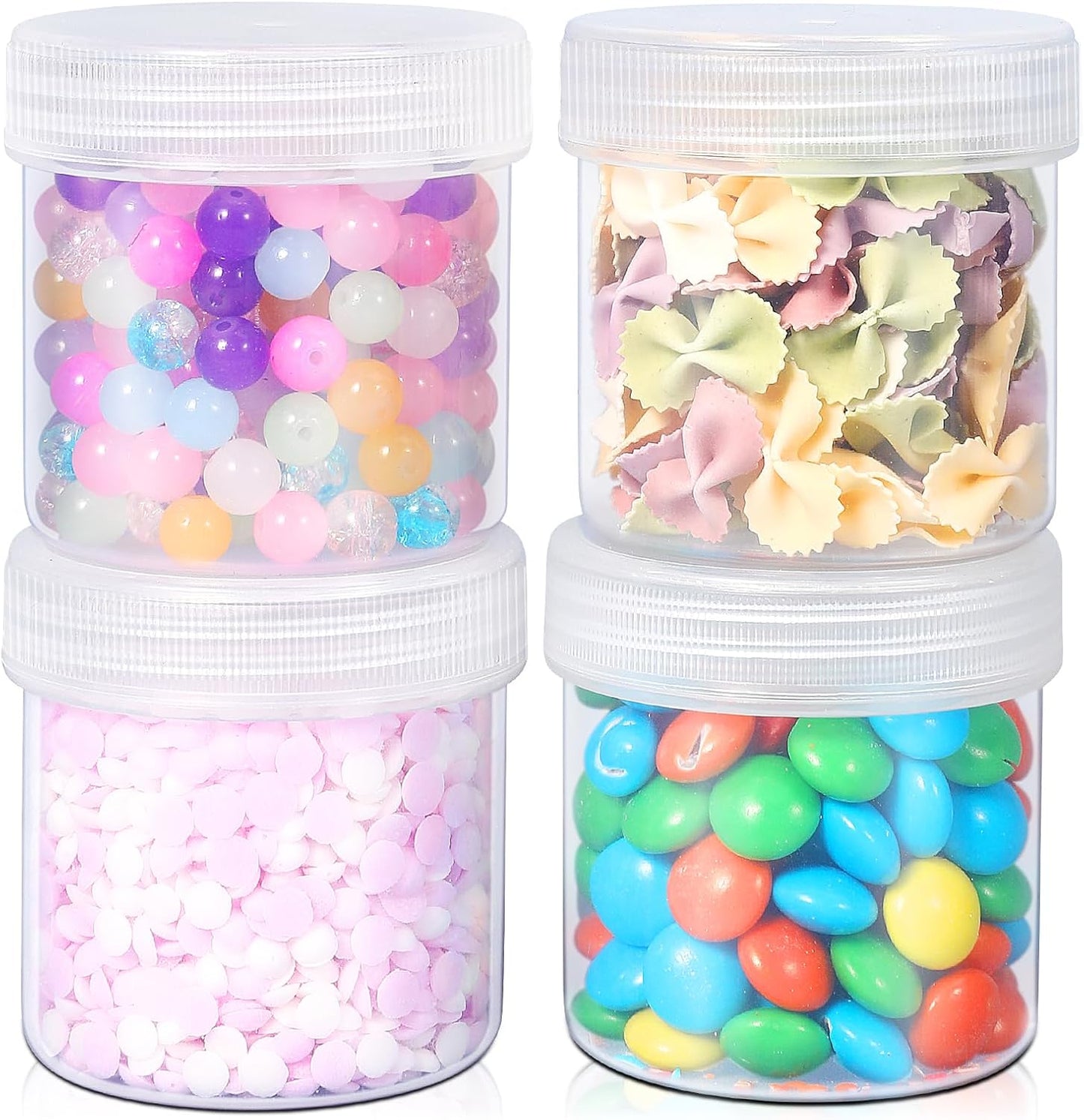 TSA Approved Wide Mouth Travel Size Containers, PP Clear Leak Proof Travel Plastic Jars with Lids for Creams Lotion Cosmetic, Jewelry Beads, Sample, Small Items Storage (3.4 oz, 4 Pcs)