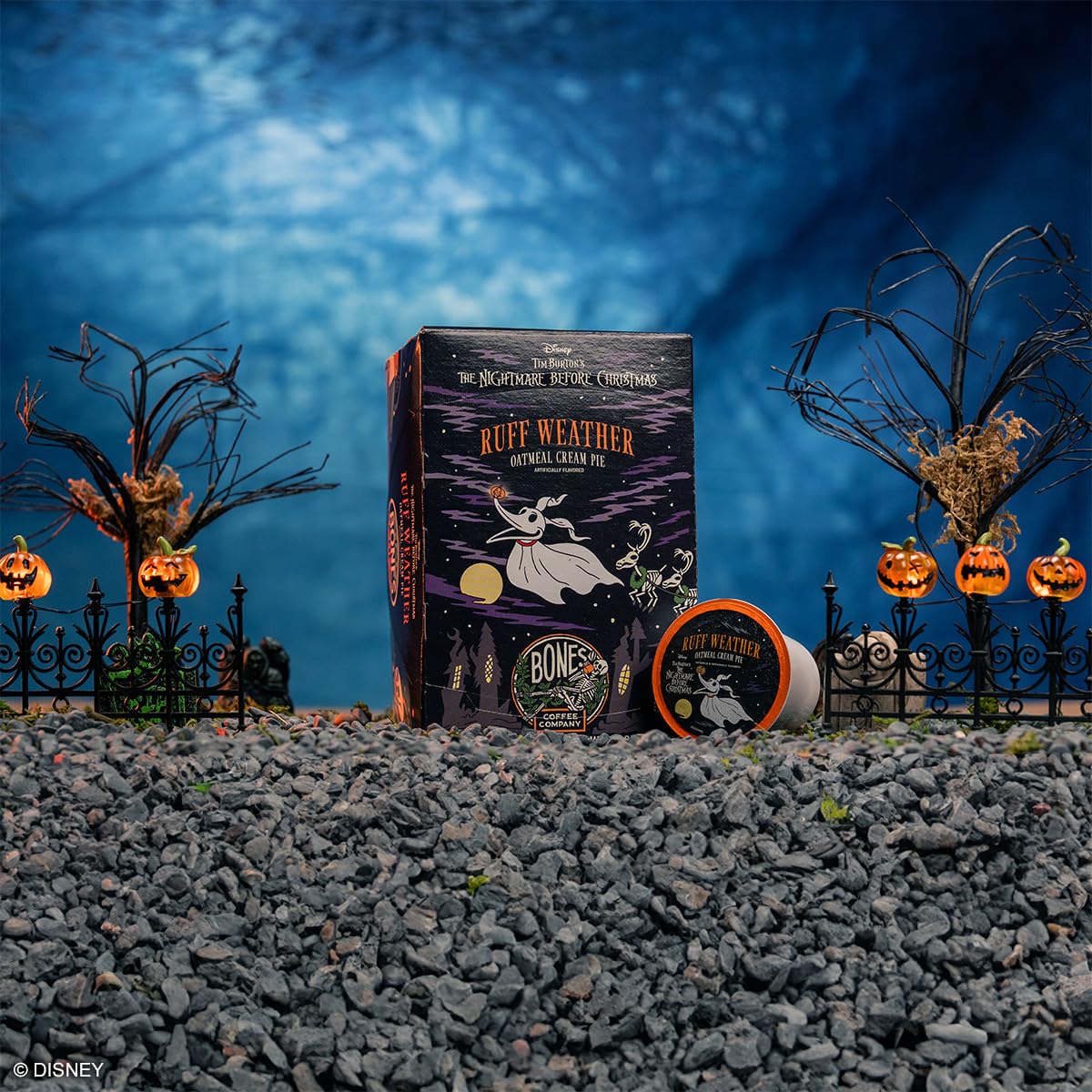 Bones Coffee Company Ruff Weather, Oatmeal Creampie Flavored Coffee Pods, Low Acid Medium Roast Single-Serve Bones Cups for K-Cups Brewers Coffee Maker from The Nightmare Before Christmas, 12 Count