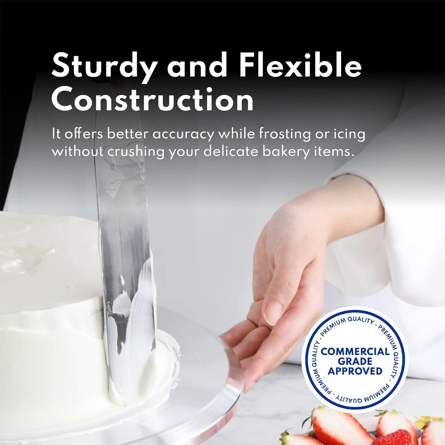 New Star Foodservice 38101 Straight Icing Spatula, 12-Inch Blade, 17-Inch Overall, Silver