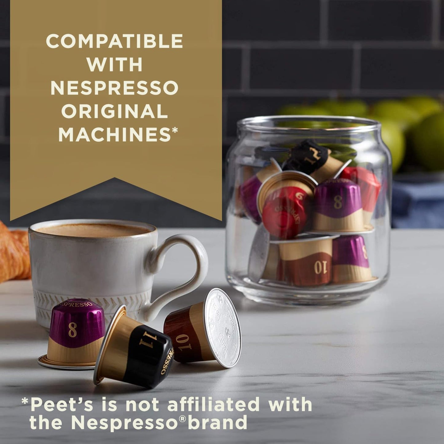 Peet's Coffee, Medium Roast Espresso Capsules, Compatible with Nespresso Original Machine - Caramel, 50 Count (5 Boxes of 10 Espresso Capsules)