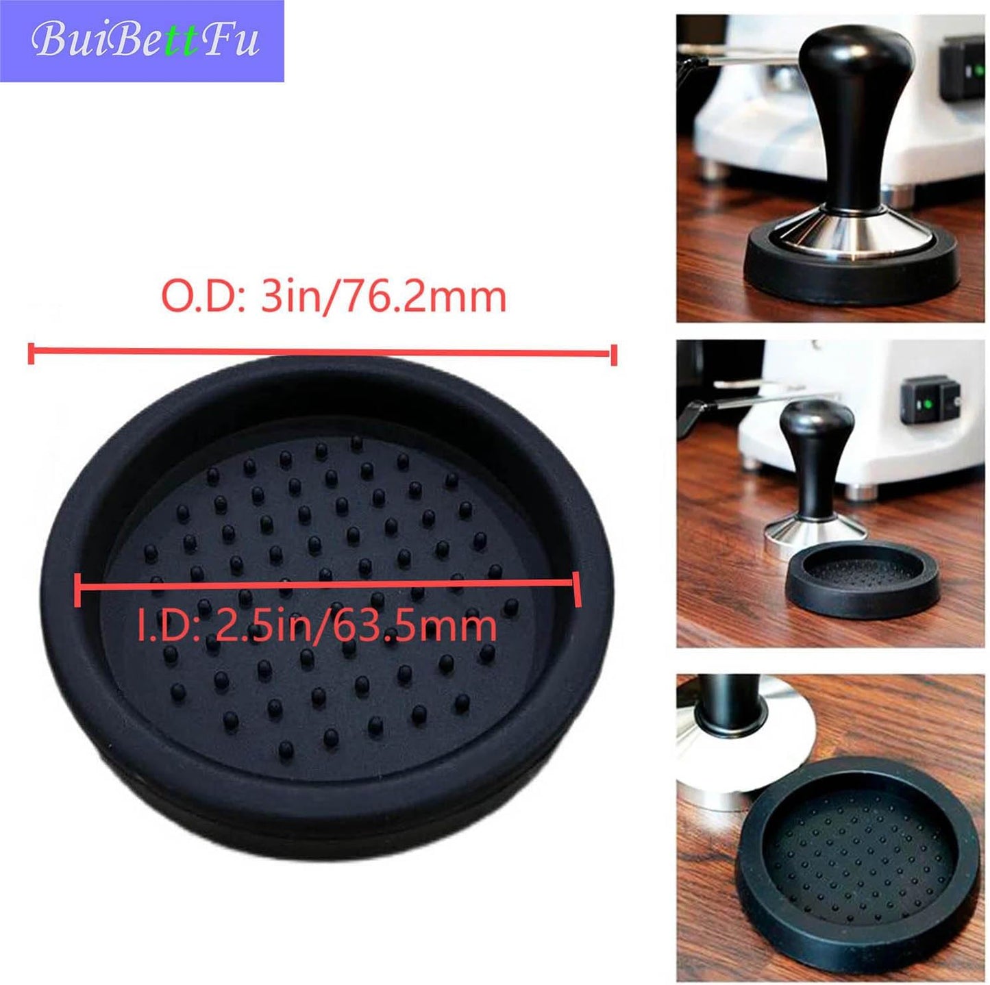 Coffee Knock Box Shock-Absorbent Durable Barista Style Knock Box With Removable Knock Bar and Non-Slip Base Gift 3 Inch Food Grade Silicone Coffee Tamper Mat (Round Coffee Tamper Mat)
