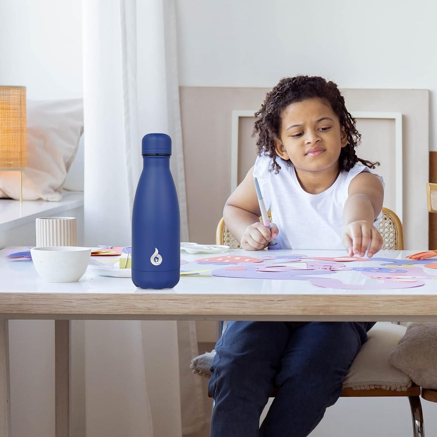 BJPKPK Insulated Water Bottle 12oz Stainless Steel Water Bottles For Travel Keep Cold And Hot,White