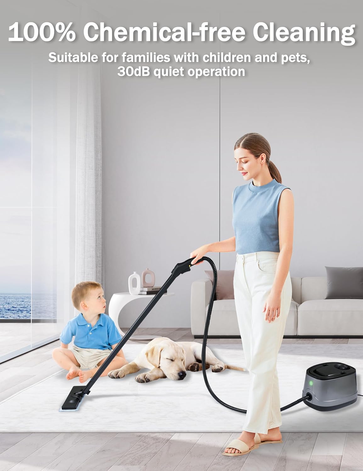 Steam Cleaner for Home, Xyloset Powerful Multipurpose Portable Steamer for Floors, Cars,Tiles, Home Use, 5 Mins Quick Heating, 1.5L Capacity, 20 Acc., Heavy Duty Steam Cleaner Carpet and Upholstery