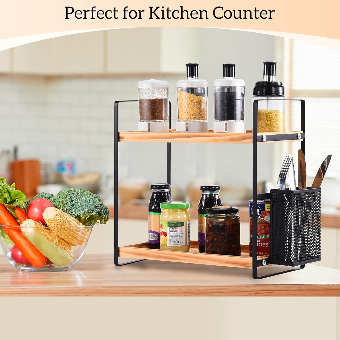 LEMIKKLE Coffee Bar Accessories and Coffee Mug Cup Holder, kitchen organizers and storage,Spice Rack Organizer for Countertop,Kitchen(basket)