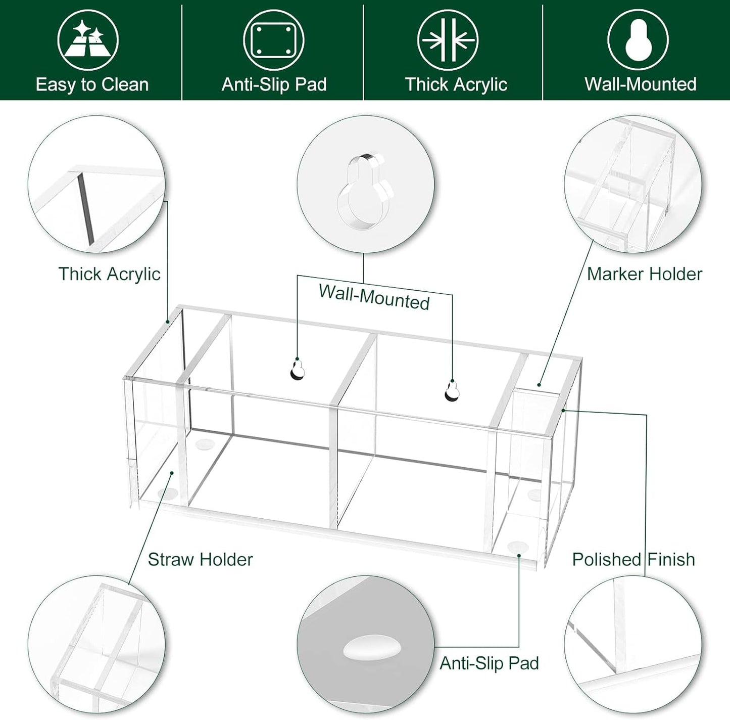 Double Cup Holder with Marker Slot, Party Cup Dispenser Acrylic Cup Organizer Mark Your Cup and Drink Up Caddy Modern Bar Counter Decor, Clear