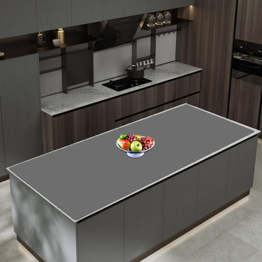 47.3''x23.6''(120cmx60cm) Extra Large Silicone Mat for Kitchen Counter, Heat Resistant Countertop Protector, Non-Slip Waterproof Kitchen Island Mat, Easy to Clean, Dark Gray