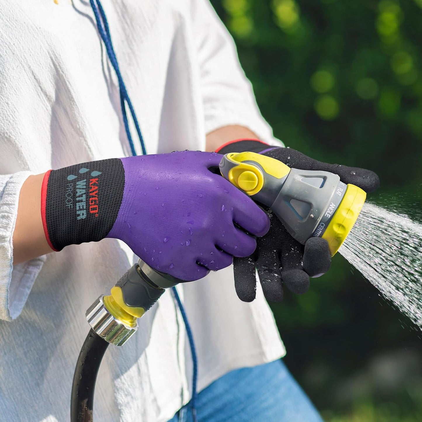 KAYGO Waterproof Work Gloves for Men and Women, Rubber Coated Non-slip Working Gloves for Garden, Outdoor Construction,KG150,Purple,S