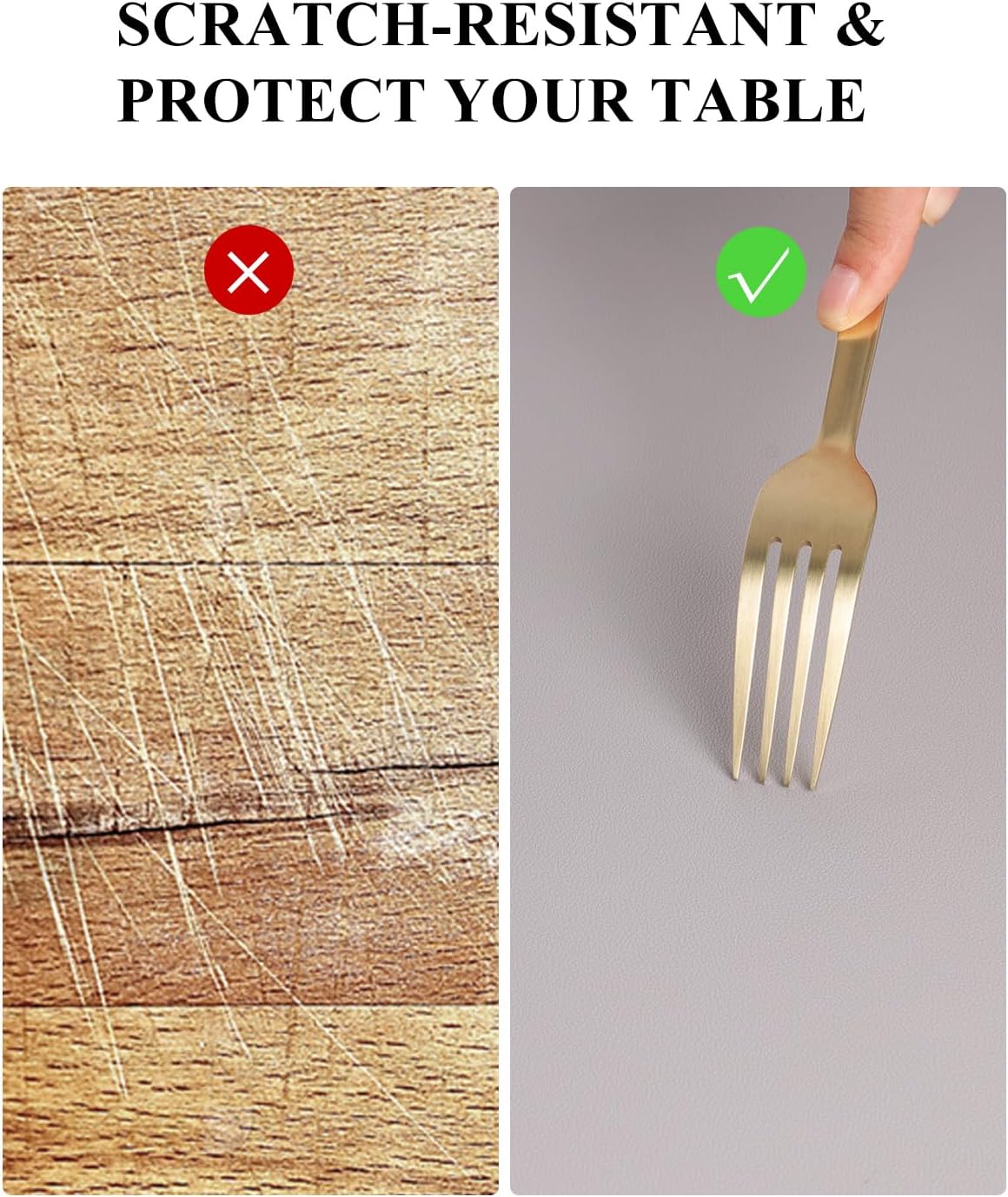 Light Gray Plastic Table Cover Protector, 36" x 60" Waterproof Easy Flat PVC Desk Pad Mat, 1.5mm Thick Rectangle Vinyl Table Top Protector for Dining Room Table, Office, Dresser