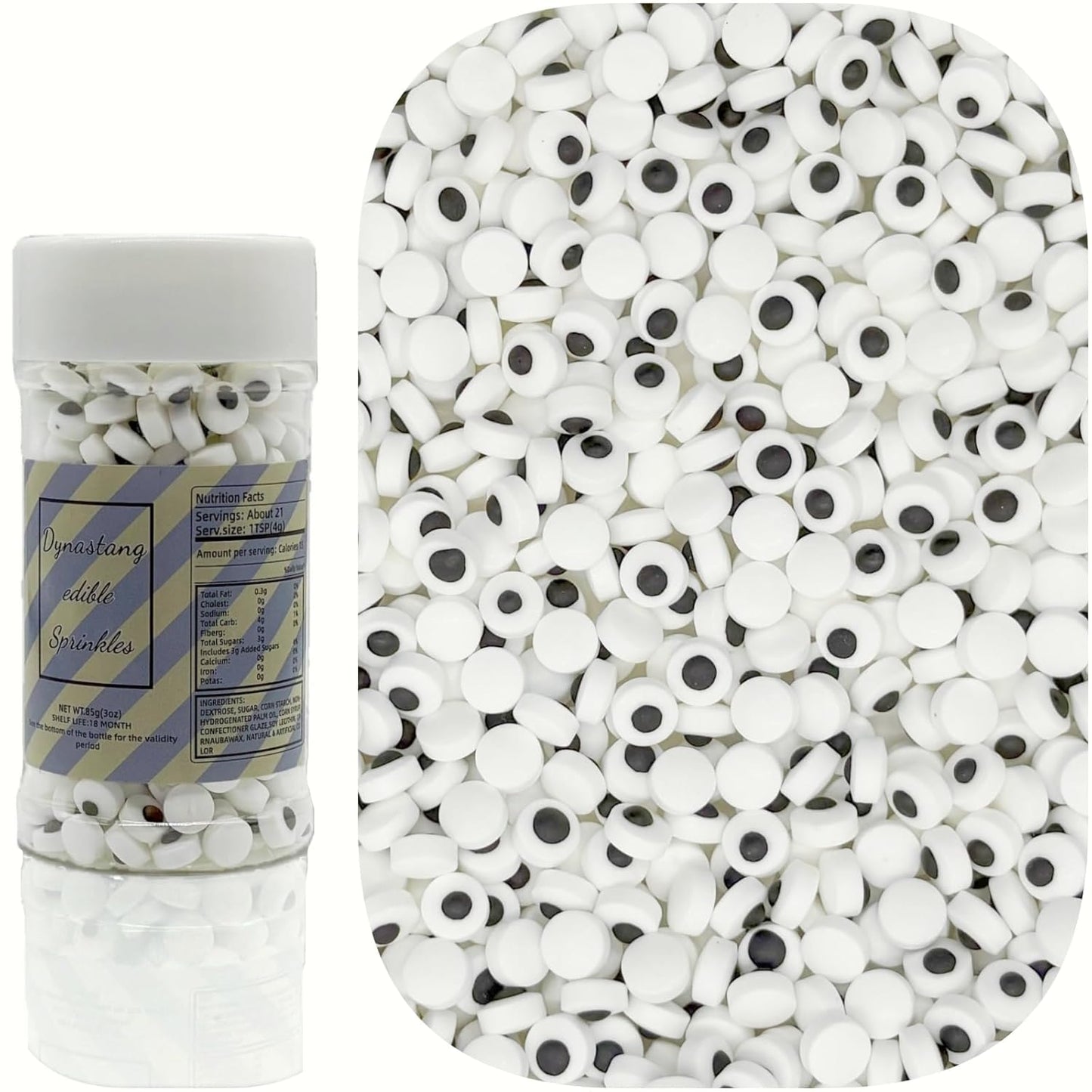 Dynastang 7mm Mini Eyes Sprinkles Halloween Edible Eyes Cake Decoration Cupcake Toppers Cookie Decorating Perfect for Cakes, Cupcakes, Desserts Toppings 3OZ