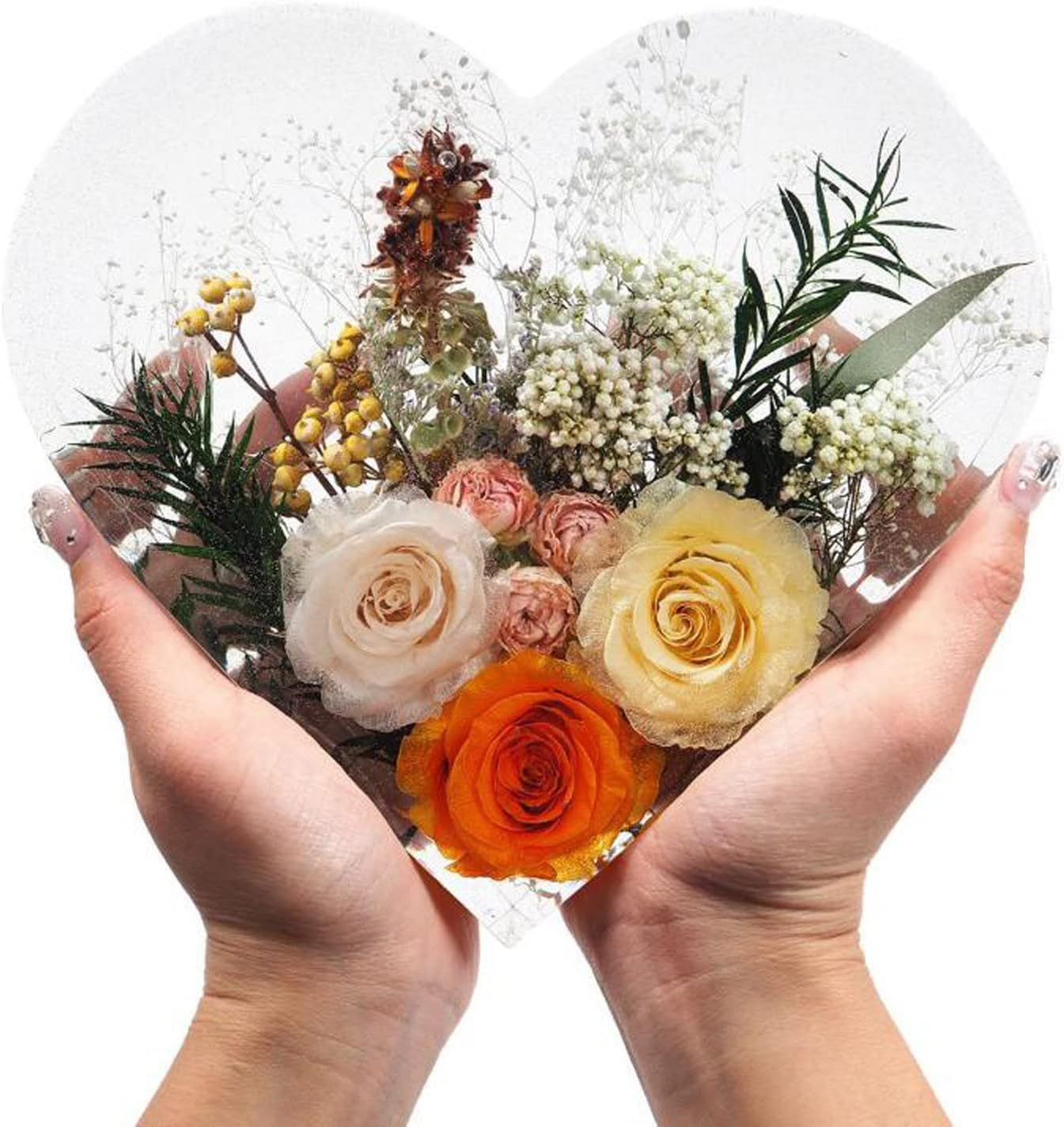 Resin Silicone Molds Large Heart Hexagon Resin Molds Deep Epoxy Resin Mold for Flowers Preservation Resin Art Resin Casting DIY (A-Heart)