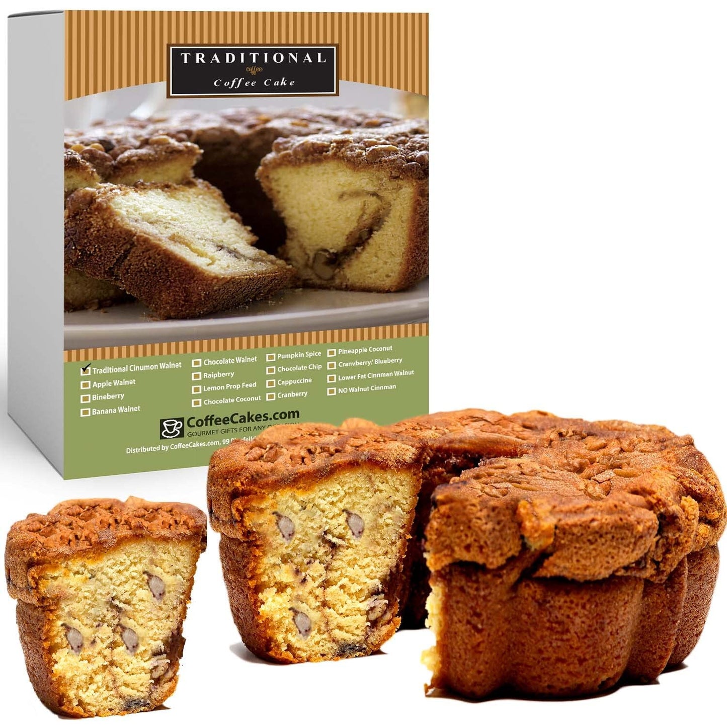 Traditional Cinnamon Walnut Coffee Cake - Cinnamon Streusel and Chopped Walnuts Toppings - Delicious Recipe of Coffee Cakes for Special Occasions (Three Cakes (1.75 Pound))