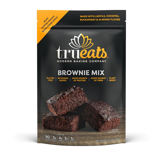 TruEats Brownie Mix: Diabetic Friendly, Protein & Fiber Rich, Low Glycemic & Gluten Free, No Sugar Added, Vegan Friendly, Dairy Free, Plant Based, Sweetened with Monk Fruit Sweetener