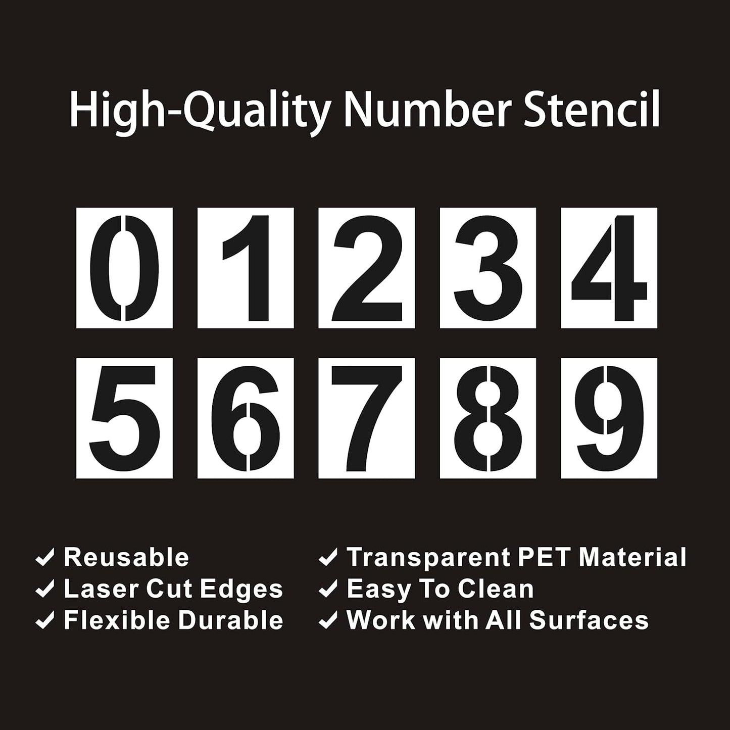 6 Inch Plastic Number Stencils - Reusable Digital Templates for Cake, Address, Painting