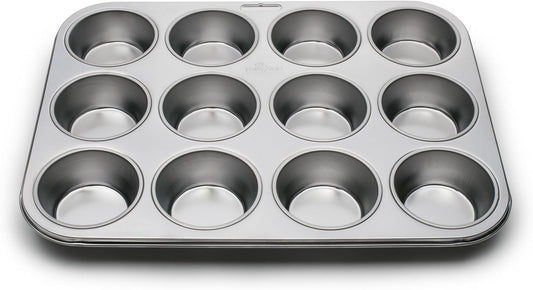 Fox Run Muffin and Cupcake Pan, 12 Standard Cup, Stainless Steel