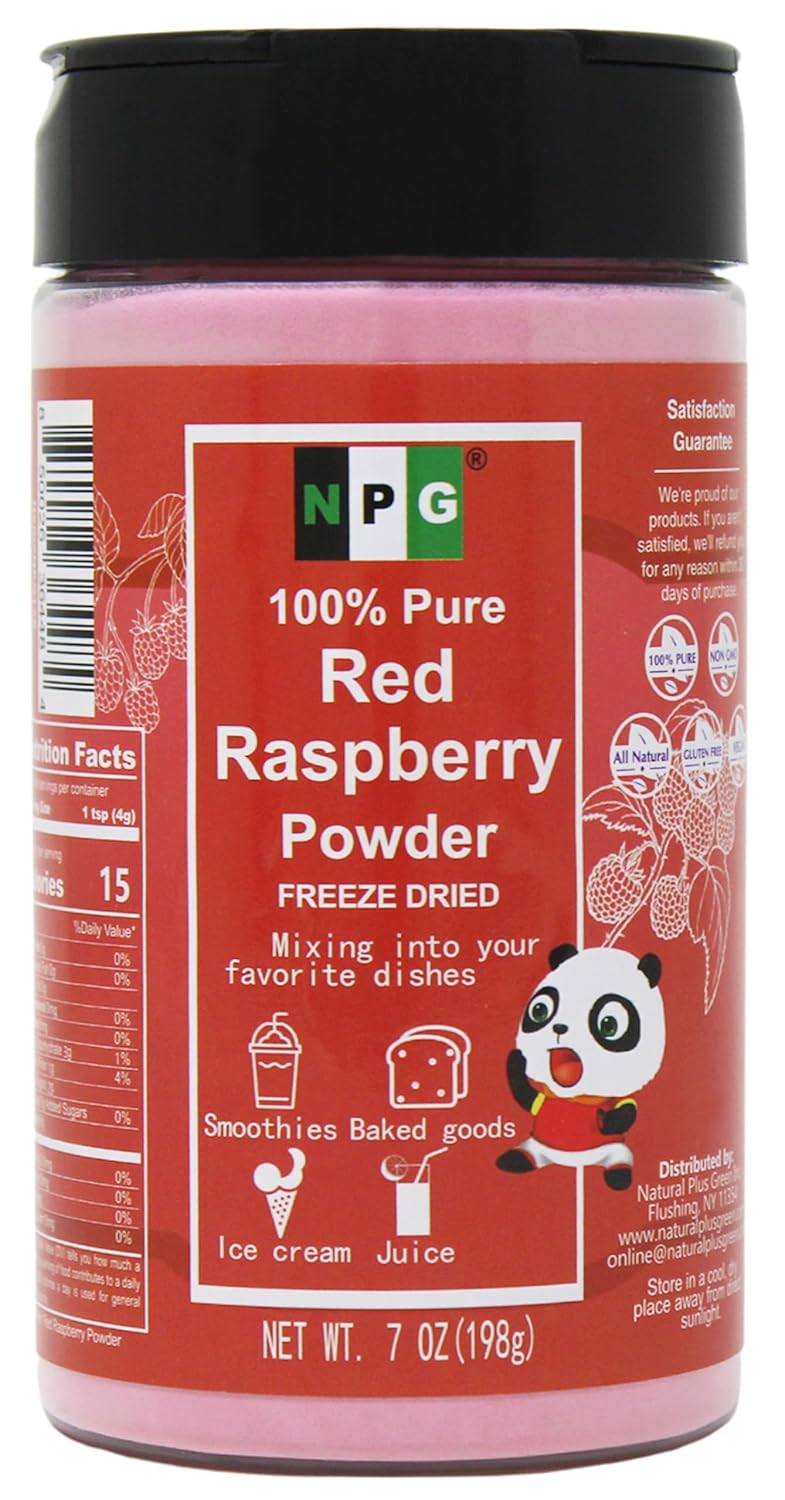 NPG Freeze Dried Red Raspberry Juice Powder 7 Oz, Seedless Fine Superfood Powder for Flavoring, Coloring, Baking, Smoothies, Purees, and Acai Bowls, All Natural