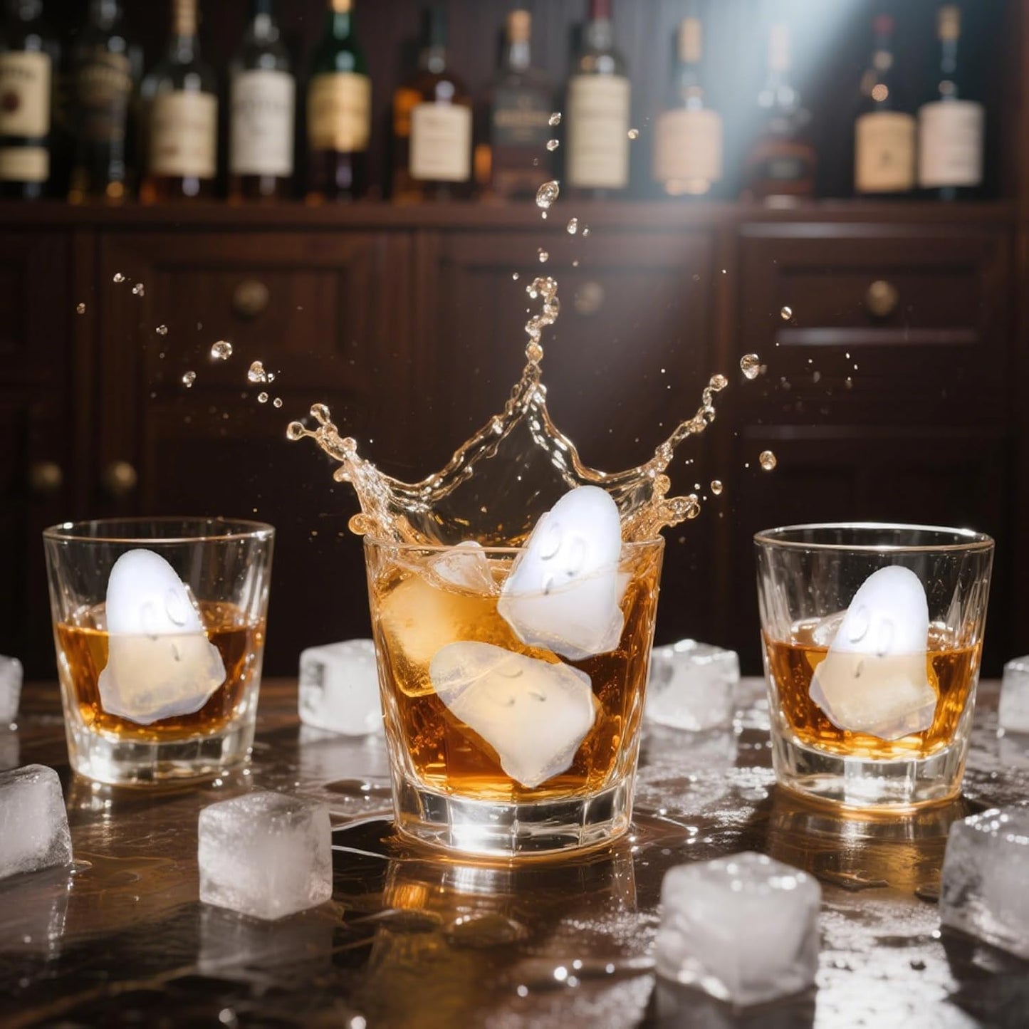 Halloween Ice Cube Molds,5PCS Ghost Silicone Molds for Chocolate, Candy, Jelly,Cake Topper Halloween Party Ice Cube Tray