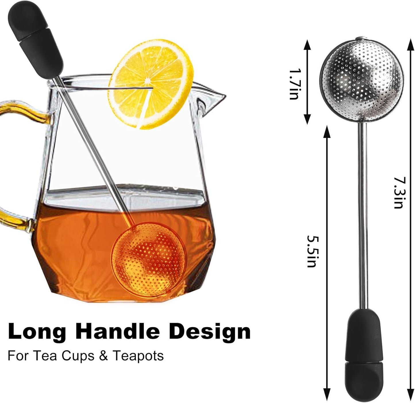 Numola Long Handle Twisting Tea Ball, 2Pcs Tea Ball Infuser for Loose Tea, Reusable Loose Leaf Tea Steeper Stainless Steel for Cup and Teapot