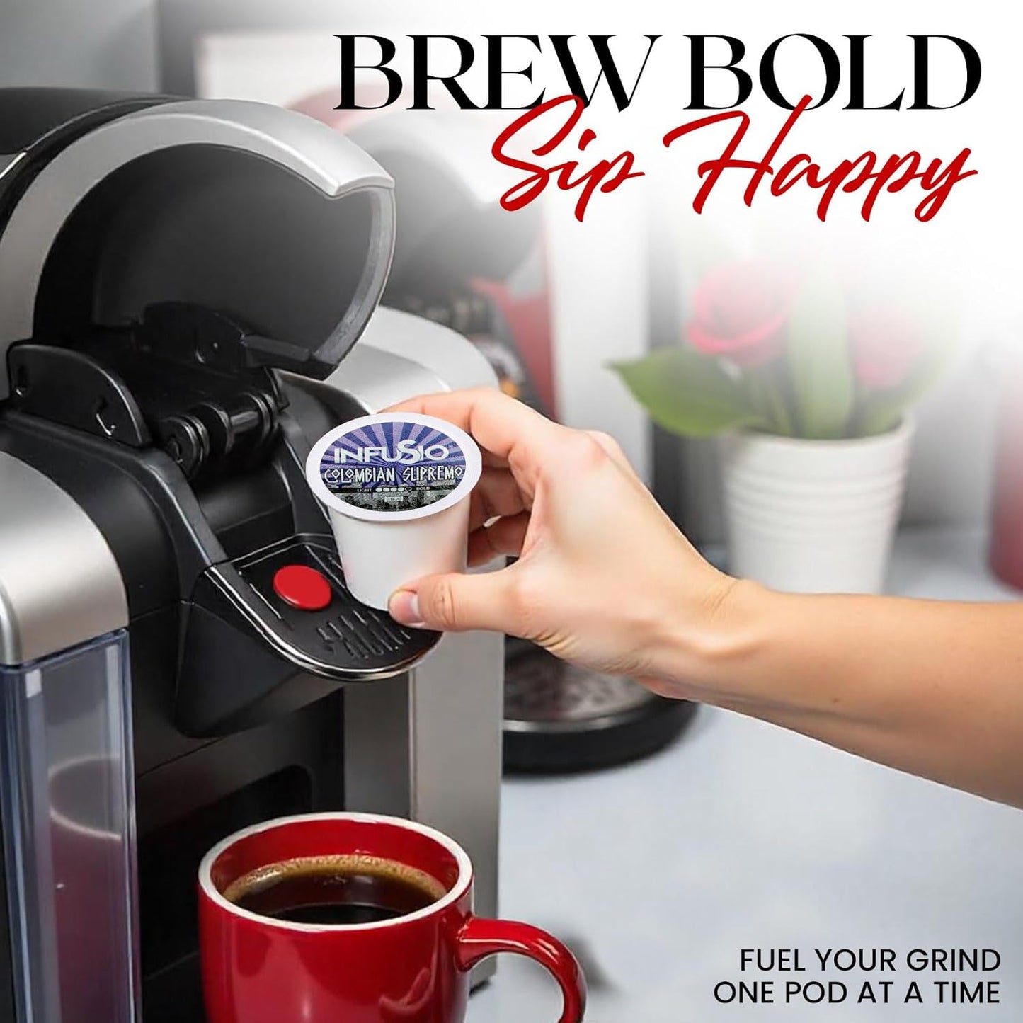 InfuSio Coffee Pods 96 Count Colombian Supremo Medium Dark Roast Single serve Coffee pods for Keurig K Cup® Brewers - InfuSio Premium Roasted Keurig 2.0 Compatible