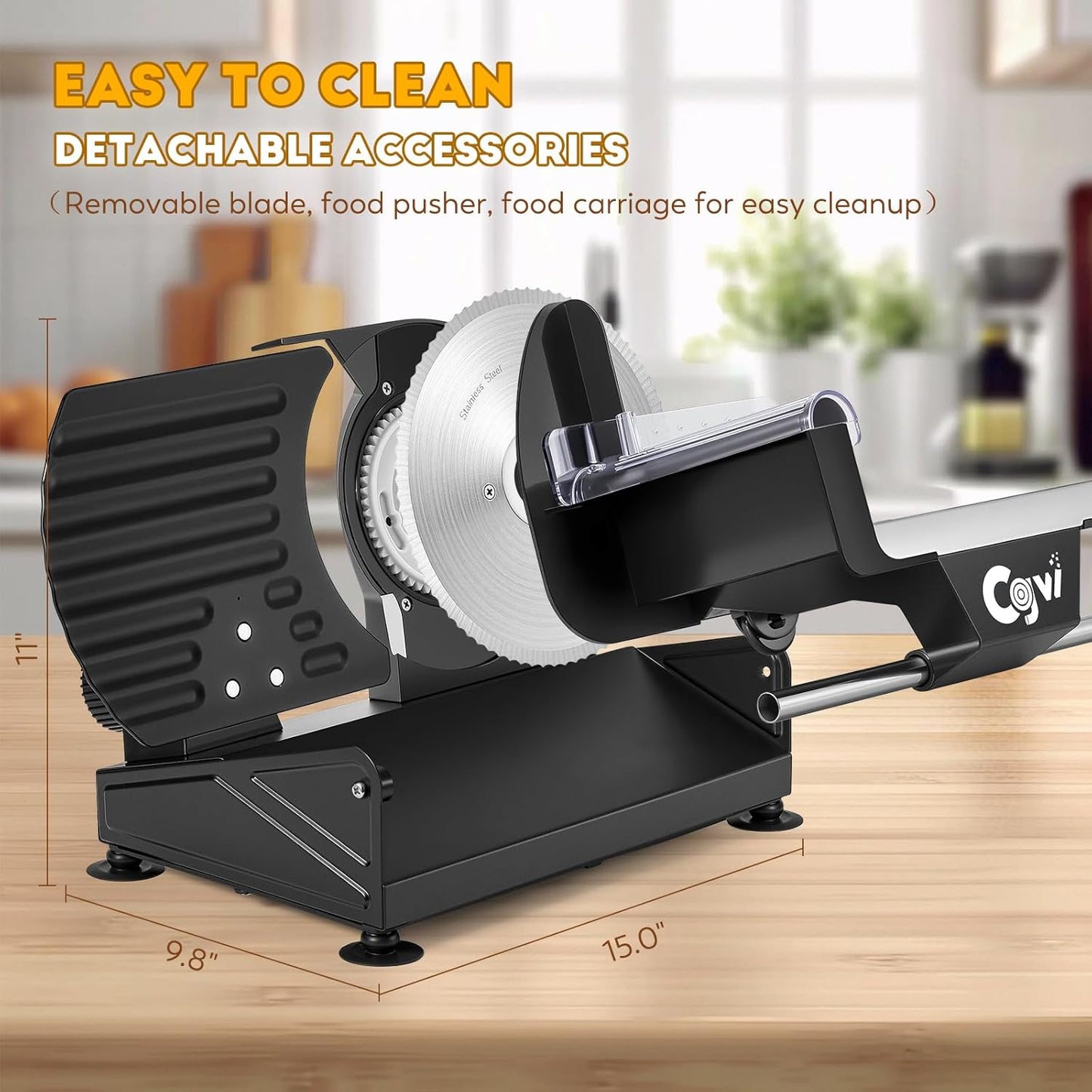 Meat Slicer, 220W Electric Deil Food Slicer with 2 Removable 7.5" Blades, 4/5" Adjustable Thickness, Food Slicer Machine for Home Cutting Meat Cheese Bread Vegetables, 110V CE