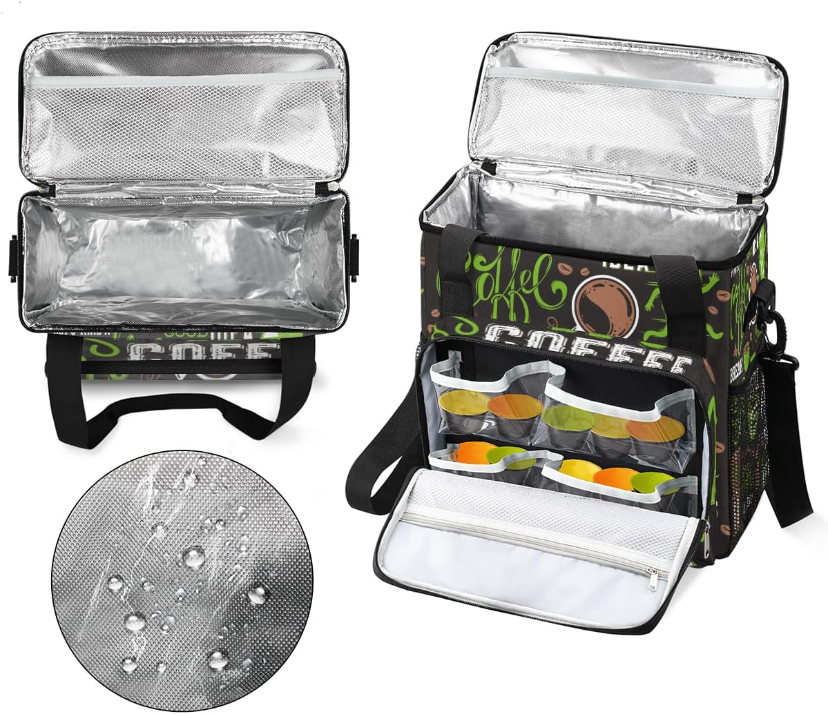 Green Coffee Cafe Maker Carrying Bag Travel Case Compatible with Keurig K-Mini or K-Mini Plus Portable Single Serve Coffee Brewer Case with Pockets for K-cup Pods