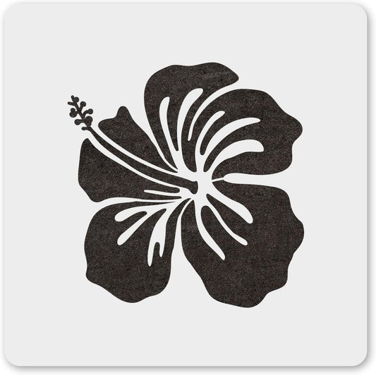 MAGJUCHE Hibiscus Stencil 6 Inches, Reusable Spring Flower Stencil for Painting DIY Crafts Decor