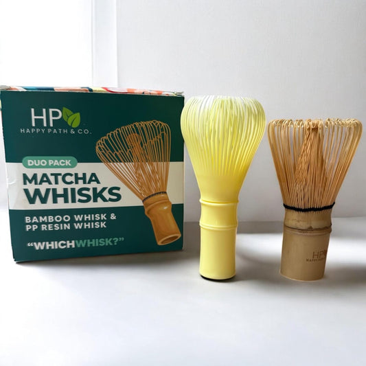 HAPPY PATH & CO Matcha Whisks for Japanese Matcha Tea - 100 prong Bamboo & Resin Whisk for Latte | Chasen Matcha Whisk | Traditional & Modern Whisks | Sustainable & Reusable Whisks for Koicha, Usucha
