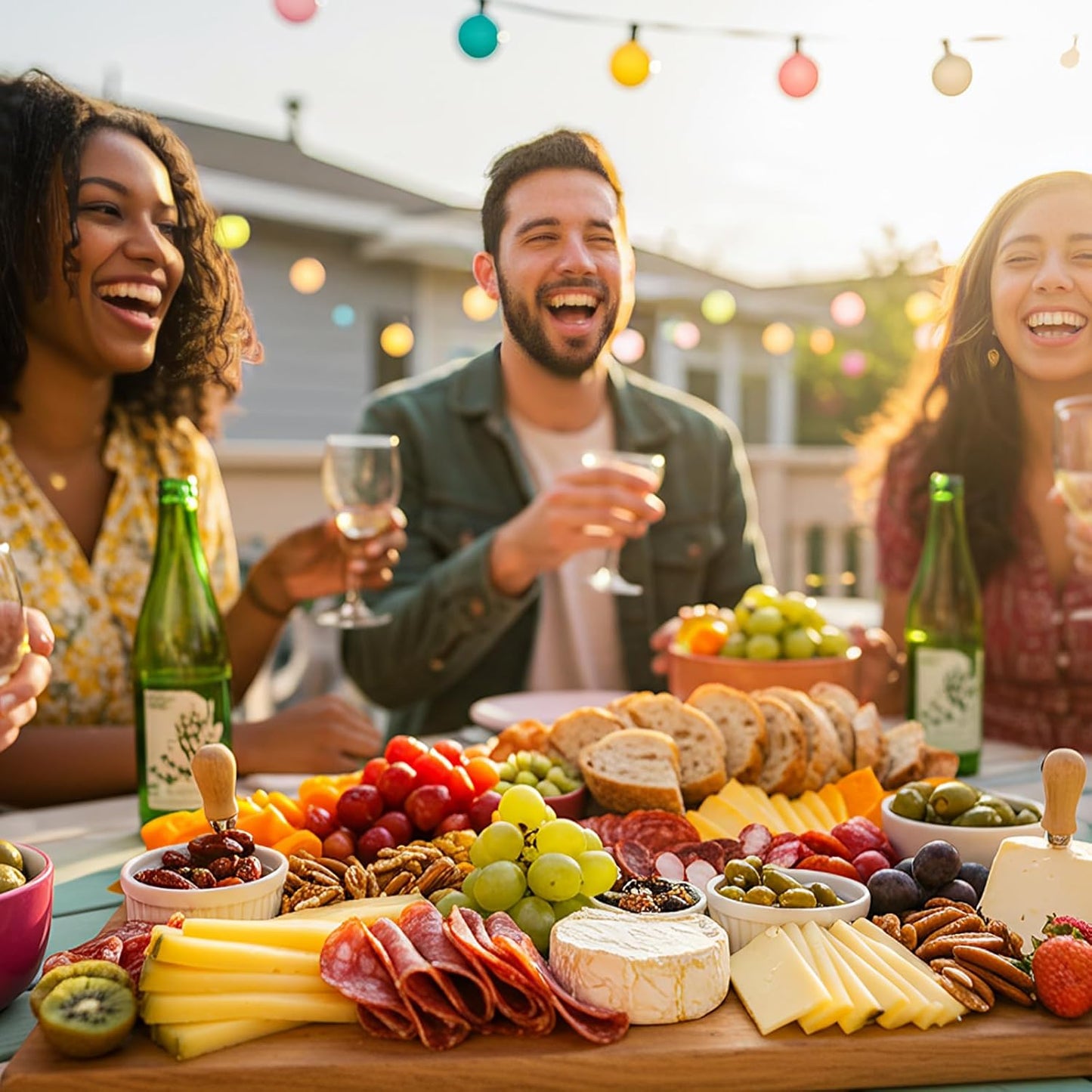 Nuenen 40 Pcs Wood Cutting Board with Handle 15.7 x 7.8 Inch Acacia Bamboo Wooden Serving Kitchen Chopping Boards for Pizza, Bread, Cheese, Charcuterie, Fruit, Vegetables (Bamboo)