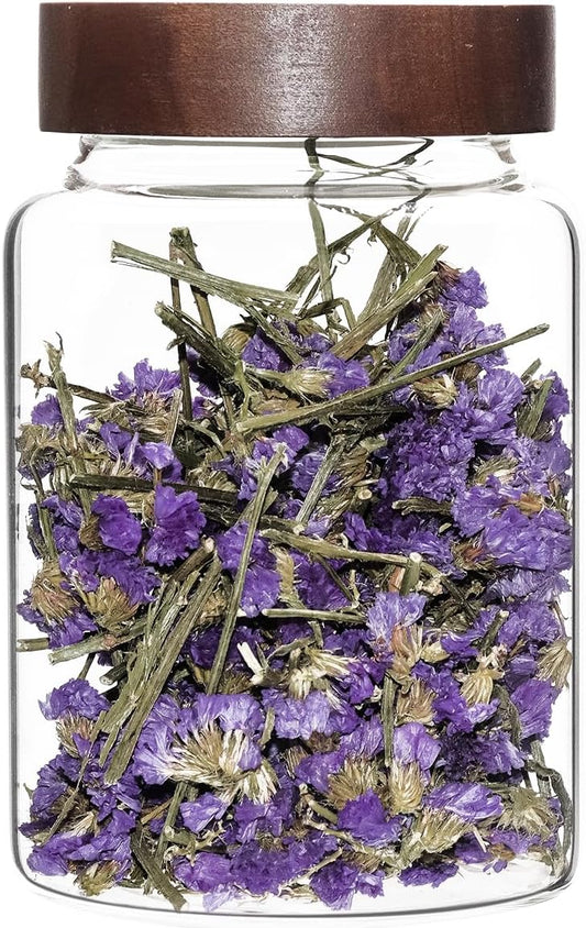 Glass Coffee Jars Spice Jar Round Storage Canister with Wooden Lid Clear Glass Food Jar for Pantry Sugar Tea Coffee Bean Spice Nuts Cookies Bath Salts (1200ml/40oz-1pack-A)