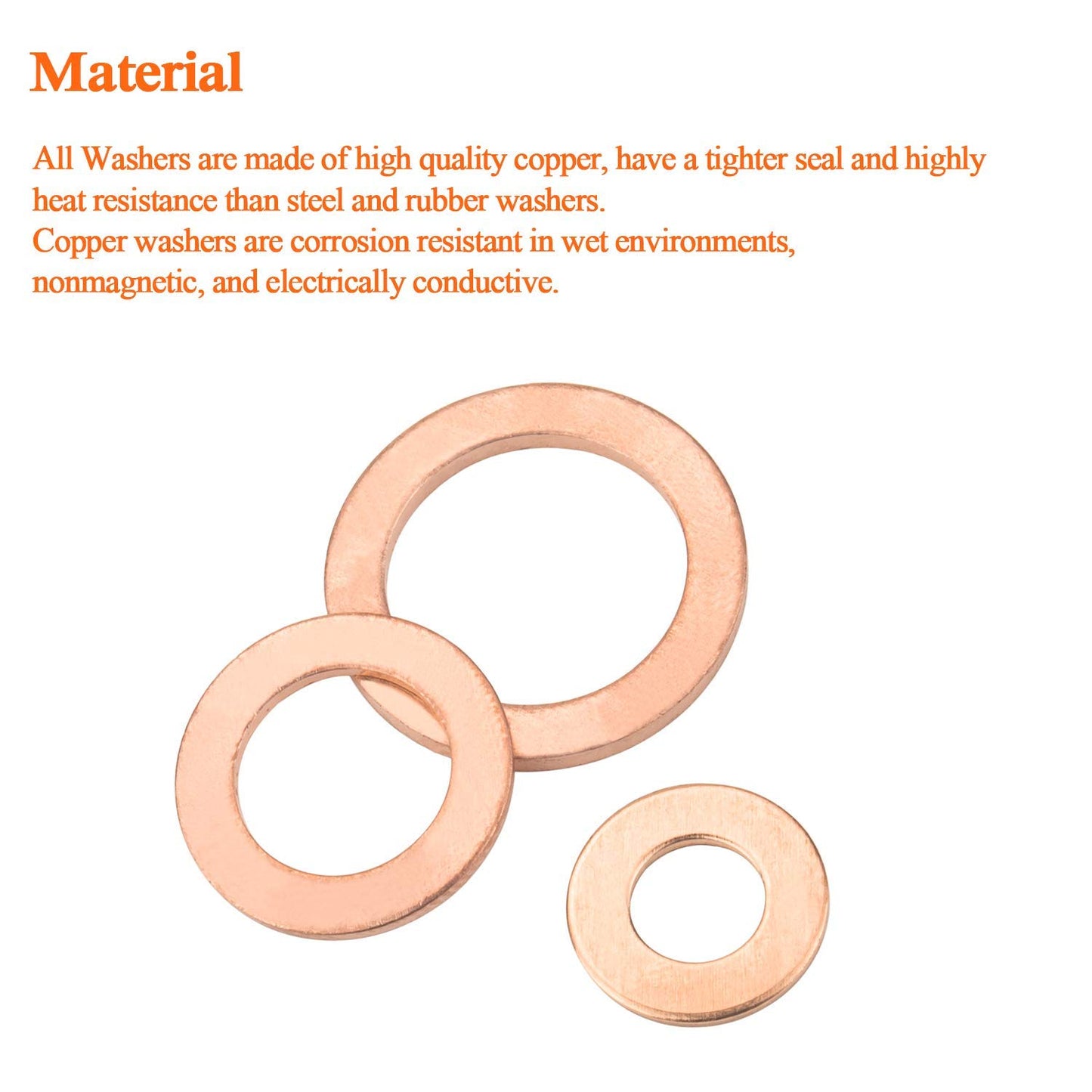 M24 Flat Washer Copper Sealing Ring, 24mm ID 30mm OD 1.5mm Thickness Metric Sealing Gasket, 20 Pieces