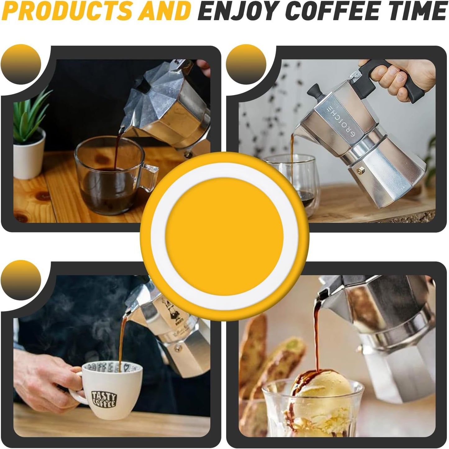 6 Pcs Gasket Seal Rings for Bialetti Moka Express Dama 9 Cups - Spare Food Grade Silicone Sealing Rings for Aluminium Stovetop Coffee Maker Pots