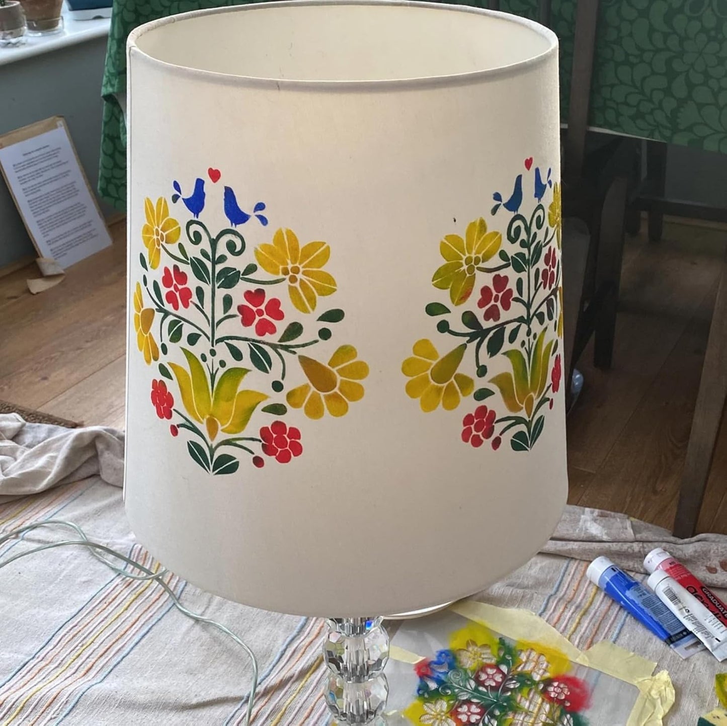 Talavera Stencil Reusable Tile Stencil 8inch Floral Folk Mexican Stencils for Painting on Wall Floor Furniture Wood Home Decor