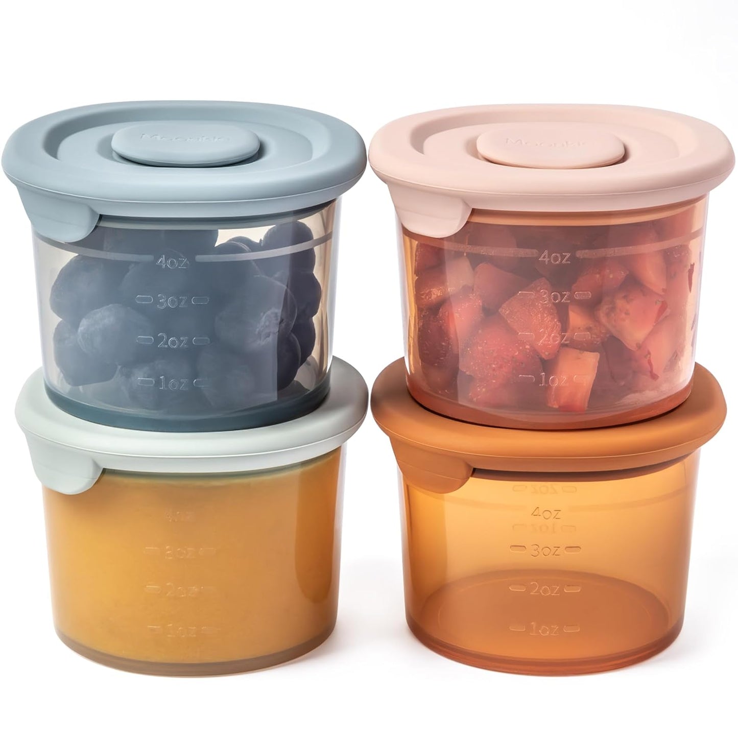 Moonkie Silicone Baby Food Containers | 4 oz Baby Food Storage Jars with Airtight Lids | Reusable Baby Food Jars, Freezer,Microwave and Dishwasher Safe, Perfect for Infant & Toddler
