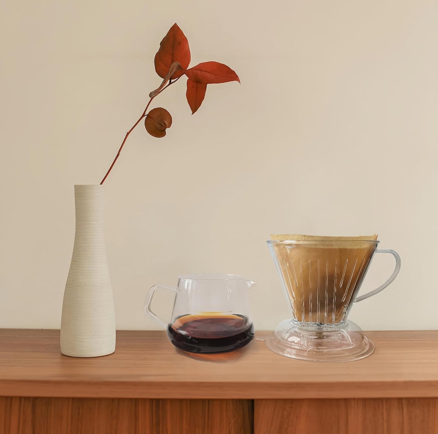 Coffee Dripper with Coffee Filters Drip Coffee Maker Pour Over 100 coffee Filters Large 18 oz BPA Free