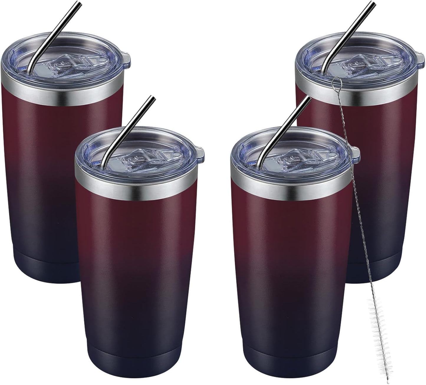 COMOOO 20oz Stainless Steel Tumbler Bulk with Lid and Straw Insulated Coffee Tumbler Cup Double Wall Vacuum Travel Mug for Cold Drinks and Hot Beverage (Mystery Moon,4 Pack)