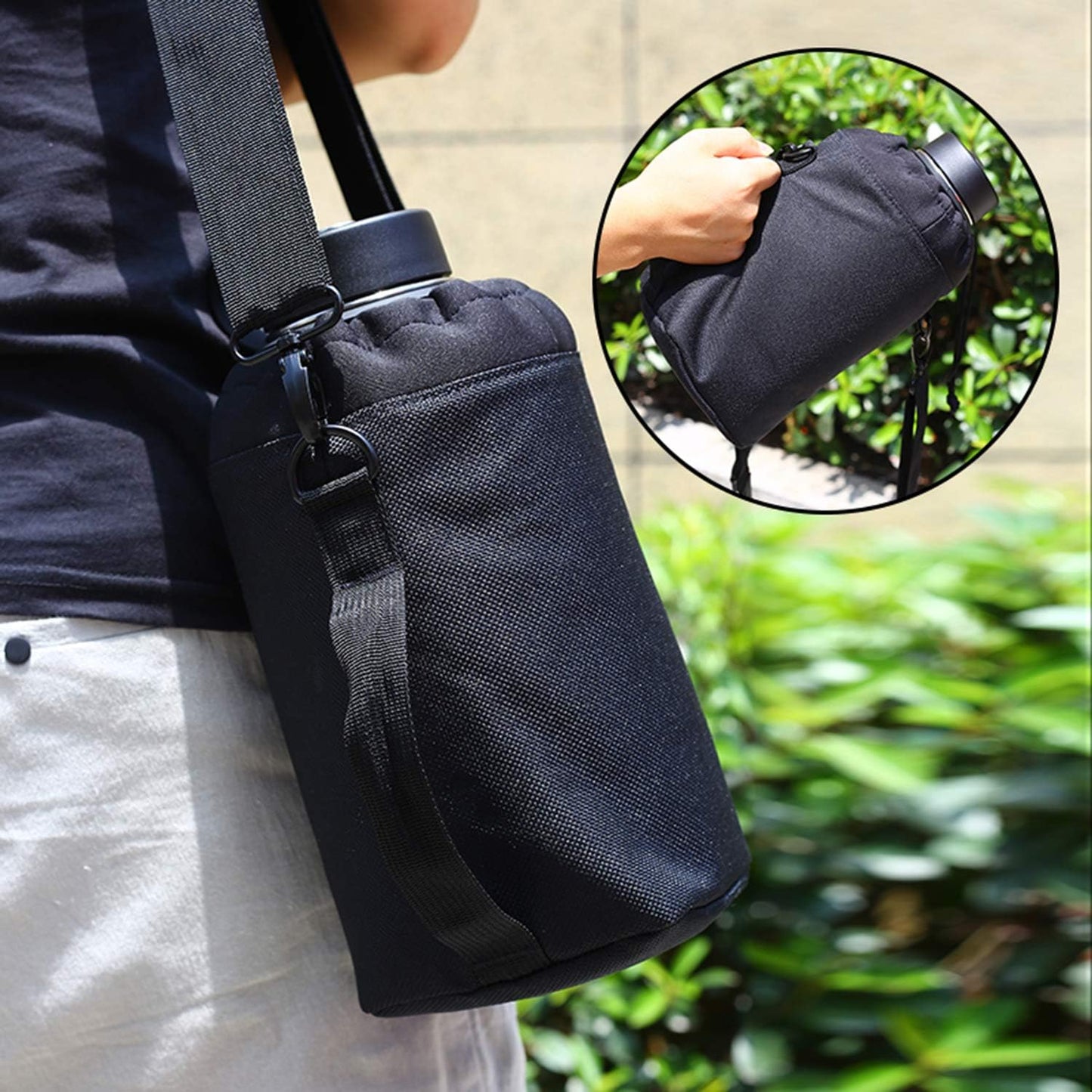 SENDESTAR Water Bottle 64oz Double Wall Vacuum Insulated Leak Proof Stainless Steel Sports Water Bottle—Wide Mouth with New Flex Straw Lid & Spout Lid (Day&Night)