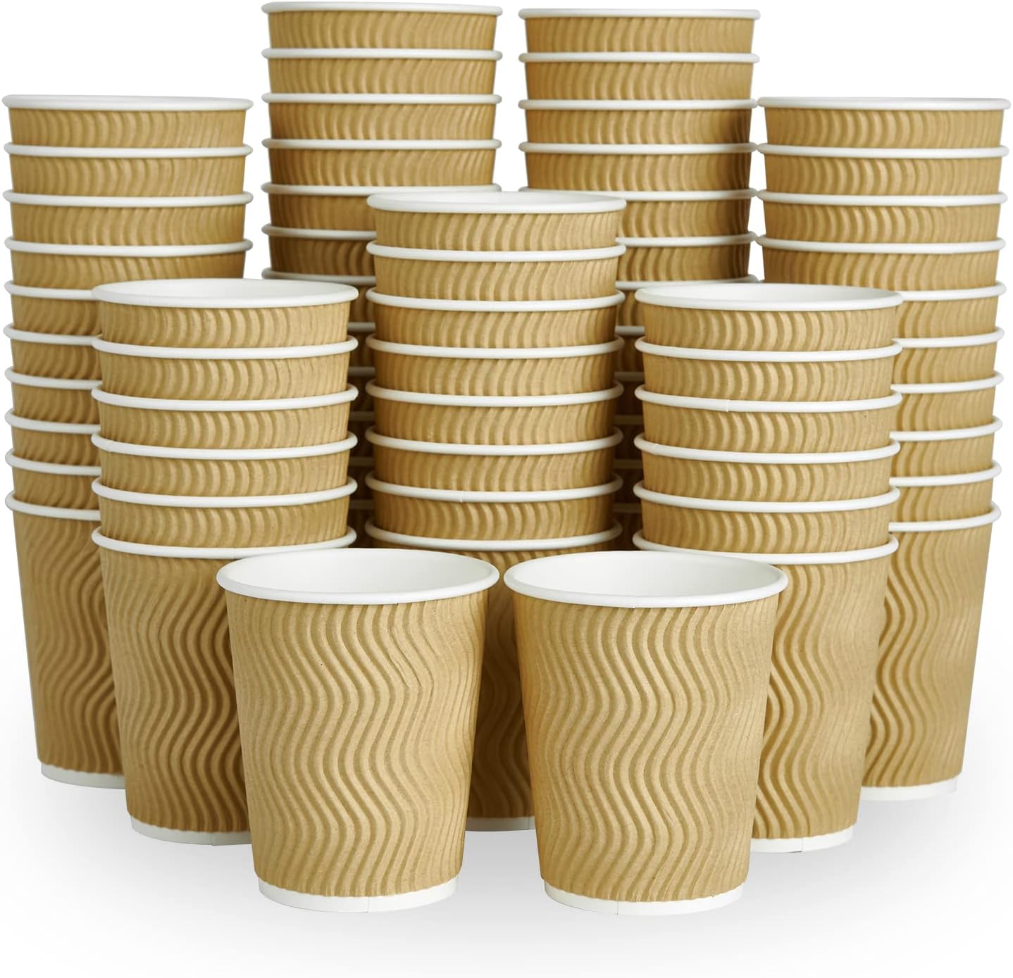 8 OZ Coffee Cups, 120 Count Insulated Ripple Wall Paper Hot Coffee Cups for Hot Beverage